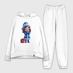 Женский костюм оверсайз Снегурочка с подарком