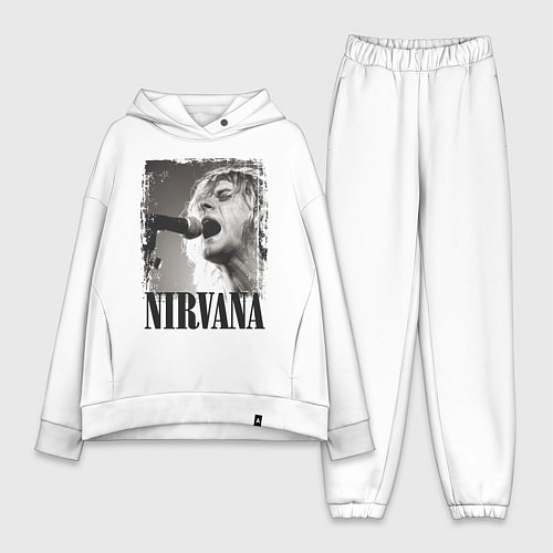 Женский костюм оверсайз Кобейн поет / Белый – фото 1