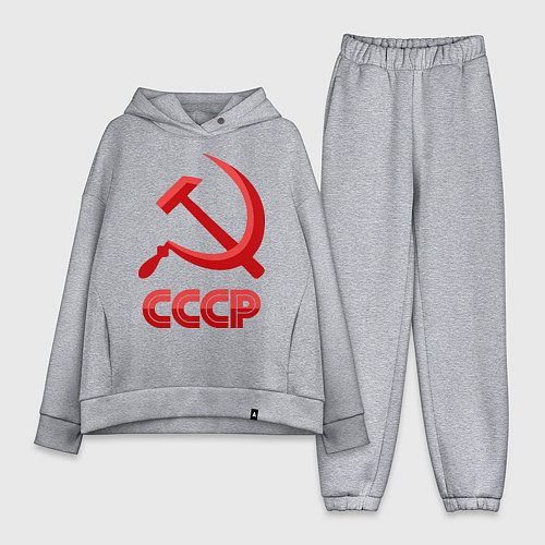 Женский костюм оверсайз СССР Логотип / Меланж – фото 1