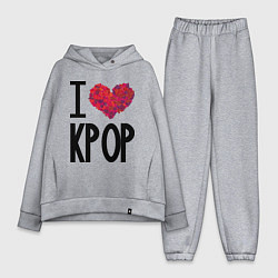 Женский костюм оверсайз I love kpop, цвет: меланж
