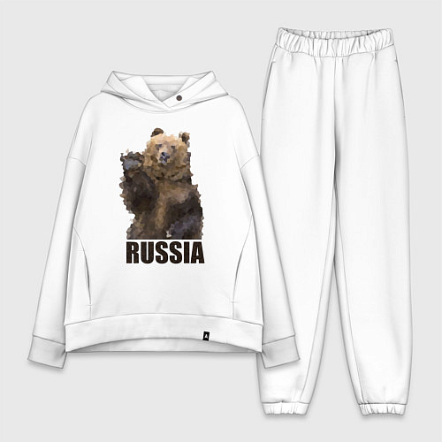 Женский костюм оверсайз Russia: Poly Bear / Белый – фото 1