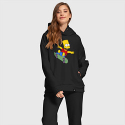 Женский костюм оверсайз Барт на скейте, цвет: черный — фото 2