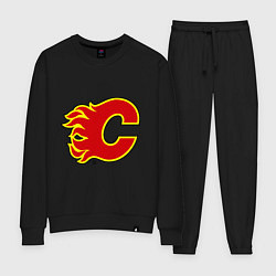 Костюм хлопковый женский Calgary Flames, цвет: черный