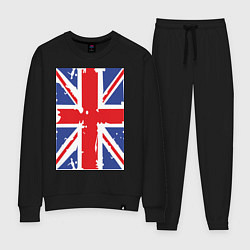 Костюм хлопковый женский Британский флаг, цвет: черный