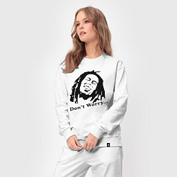 Костюм хлопковый женский Bob Marley: Don't worry, цвет: белый — фото 2