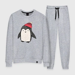 Костюм хлопковый женский Зимний пингвин-мальчик, цвет: меланж