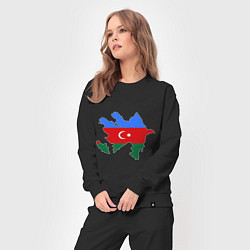 Костюм хлопковый женский Azerbaijan map, цвет: черный — фото 2