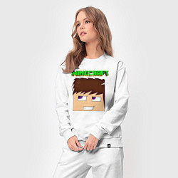 Костюм хлопковый женский Огромная голова Стива - Minecraft, цвет: белый — фото 2