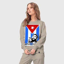 Костюм хлопковый женский Fidel: Viva, Cuba!, цвет: миндальный — фото 2