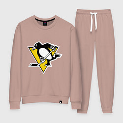 Костюм хлопковый женский Pittsburgh Penguins, цвет: пыльно-розовый