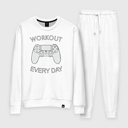 Костюм хлопковый женский WorkOut Every Day, цвет: белый