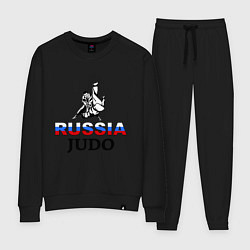 Костюм хлопковый женский Russia judo, цвет: черный