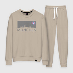 Костюм хлопковый женский Bayern Munchen - Munchen City grey 2022, цвет: миндальный