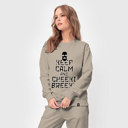 Костюм хлопковый женский Keep Calm & Cheeki Breeki, цвет: миндальный — фото 2