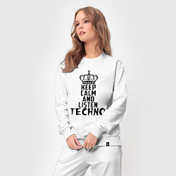 Костюм хлопковый женский Keep Calm & Listen Techno, цвет: белый — фото 2