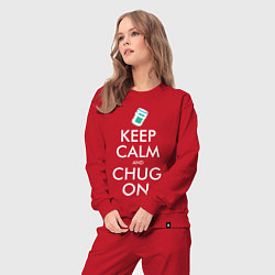 Костюм хлопковый женский Keep Calm & Chug on, цвет: красный — фото 2