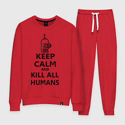 Костюм хлопковый женский Keep Calm & Kill All Humans, цвет: красный