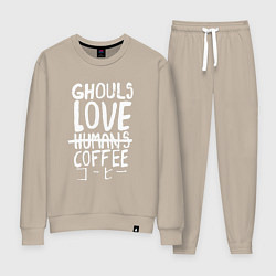 Костюм хлопковый женский Ghouls Love Coffee, цвет: миндальный