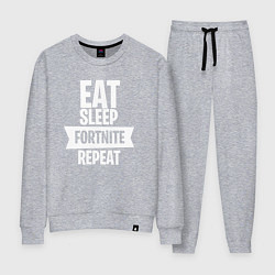 Костюм хлопковый женский Eat Sleep Fortnite Repeat, цвет: меланж