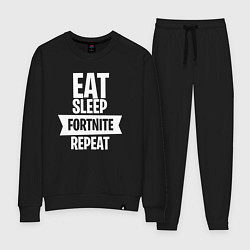 Костюм хлопковый женский Eat Sleep Fortnite Repeat, цвет: черный