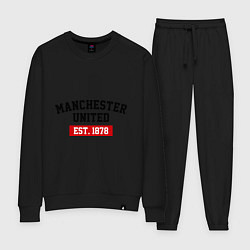 Костюм хлопковый женский FC Manchester United Est. 1878, цвет: черный