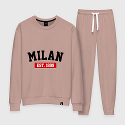 Костюм хлопковый женский FC Milan Est. 1899, цвет: пыльно-розовый