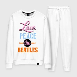 Костюм хлопковый женский Love peace the Beatles, цвет: белый