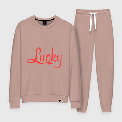 Костюм хлопковый женский Lucky logo, цвет: пыльно-розовый
