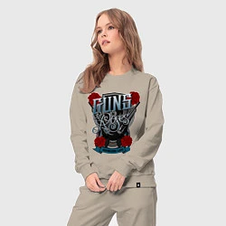 Костюм хлопковый женский Guns n Roses: illustration, цвет: миндальный — фото 2