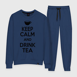 Костюм хлопковый женский Keep Calm & Drink Tea, цвет: тёмно-синий