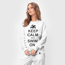 Костюм хлопковый женский Keep Calm & Swim On, цвет: белый — фото 2