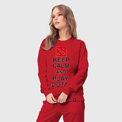 Костюм хлопковый женский Keep Calm & Play Dota, цвет: красный — фото 2