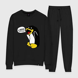 Костюм хлопковый женский Пингвин: Linux, цвет: черный
