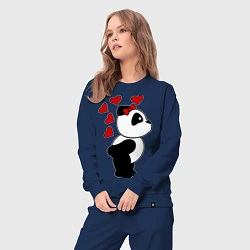 Костюм хлопковый женский Поцелуй панды: для нее, цвет: тёмно-синий — фото 2