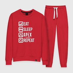 Костюм хлопковый женский Eat, Sleep, Apex, Repeat, цвет: красный