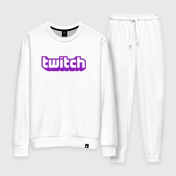 Костюм хлопковый женский Twitch Logo, цвет: белый