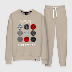 Костюм хлопковый женский TOP: Blurryface, цвет: миндальный