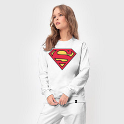 Костюм хлопковый женский Superman logo, цвет: белый — фото 2