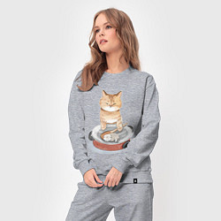 Костюм хлопковый женский Кот с Котенком, цвет: меланж — фото 2