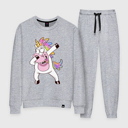 Костюм хлопковый женский Dabbing Unicorn, цвет: меланж