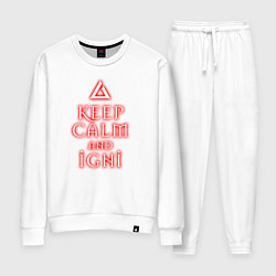 Костюм хлопковый женский Keep calm and igni, цвет: белый