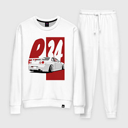 Костюм хлопковый женский Drift Cars Nissan Skyline R34, цвет: белый