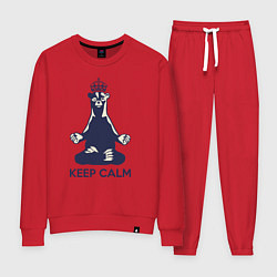 Костюм хлопковый женский Keep Calm, цвет: красный