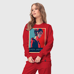 Костюм хлопковый женский Эрен Йегер, цвет: красный — фото 2