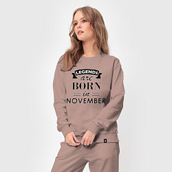 Костюм хлопковый женский Legends are born in November, цвет: пыльно-розовый — фото 2