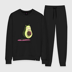 Костюм хлопковый женский Авокадо кот - авокот, цвет: черный