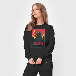 Костюм хлопковый женский Godzilla, цвет: черный — фото 2