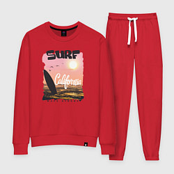 Костюм хлопковый женский Surf California, цвет: красный