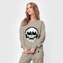 Костюм хлопковый женский Skull Music lover, цвет: миндальный — фото 2