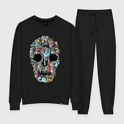 Костюм хлопковый женский Tosh Cool skull, цвет: черный